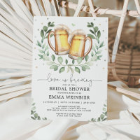 Love is Brewing Greenery Beer Bridal Shower Invitation