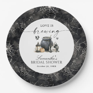 Love Is Brewing Halloween Bridal Shower Paper Plates