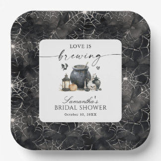 Love Is Brewing Halloween Bridal Shower Paper Plates