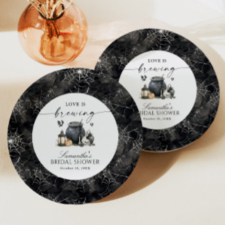 Love Is Brewing Halloween Bridal Shower Paper Plates