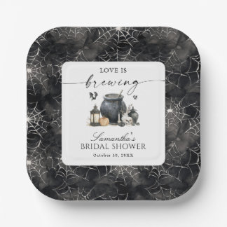 Love Is Brewing Halloween Bridal Shower Paper Plates