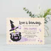 Love is Brewing Halloween Witch Bridal Shower Invitation (Standing Front)