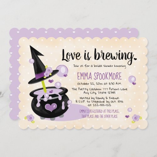 Love is Brewing Halloween Witch Bridal Shower Invitation