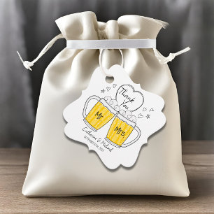 Love Is Brewing Hand Drawn Beer Glasses Wedding Favor Tags