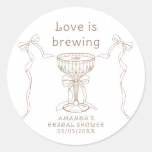 Love is brewing Hand Drawn Bridal shower Classic Round Sticker