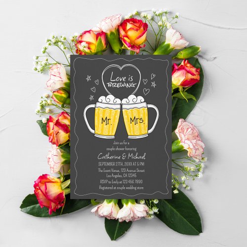 Love Is Brewing Hand Drawn Chalkboard Shower Invitation