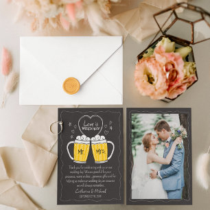 Love Is Brewing Hand Drawn Chalkboard Wedding Thank You Card