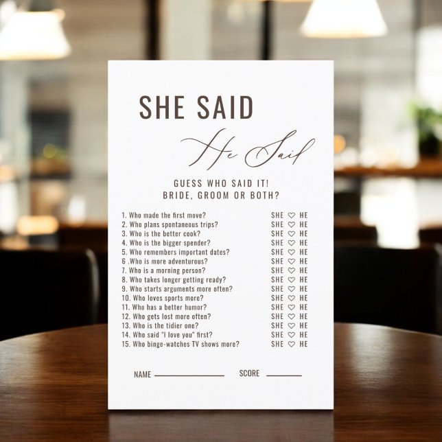 Love is Brewing He Said She Said Bridal Game (Creator Uploaded)