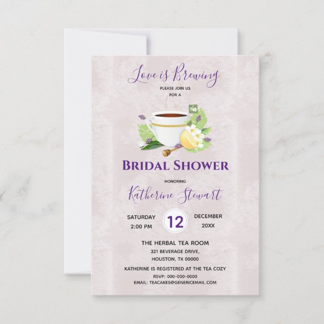 Love Is Brewing Herbal Tea | Bridal Shower Invitation (Front)