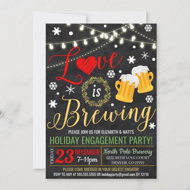 Love Is Brewing Holiday Invitation (Front)