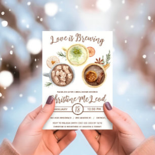 Love is Brewing, Hot Cocoa, Coffee,  Bridal Shower Invitation