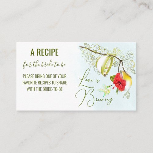 Love Is Brewing Hummingbird Tea Party Enclosure Card