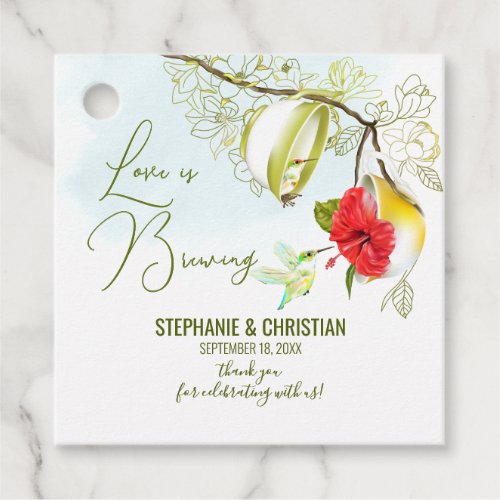 Love Is Brewing Hummingbird Tea Party Favor Tags