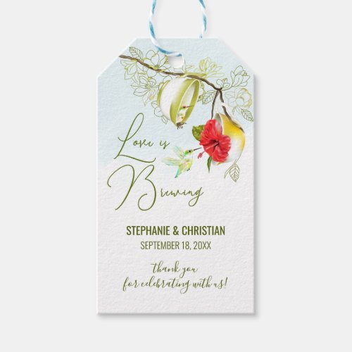 Love Is Brewing Hummingbird Tea Party Gift Tags