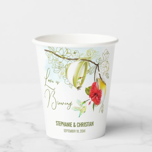 Love Is Brewing Hummingbird Tea Party Paper Cups