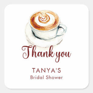 Love is Brewing Latte Bridal Shower Custom Square Sticker
