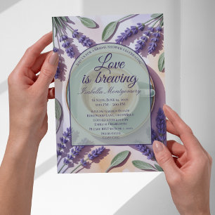 Love Is Brewing Lavender Latte Bridal Shower Invitation