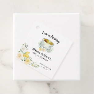 Love is Brewing Lemons & Roses Tea Bridal Shower Favor Tags