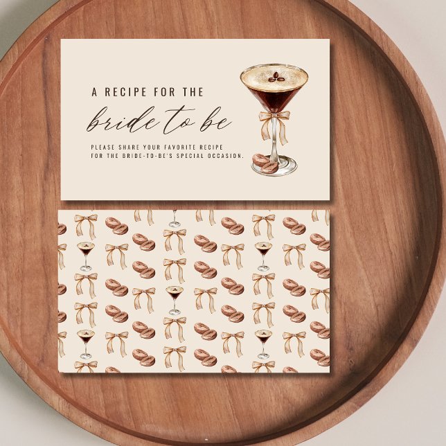 Love is Brewing Martini Bridal Shower Recipe Enclosure Card (Creator Uploaded)