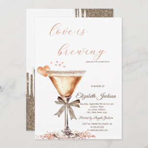 Love is Brewing Martini Heart Glitter Drips Invitation