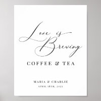Love is Brewing Modern Black Wedding Coffee Tea
