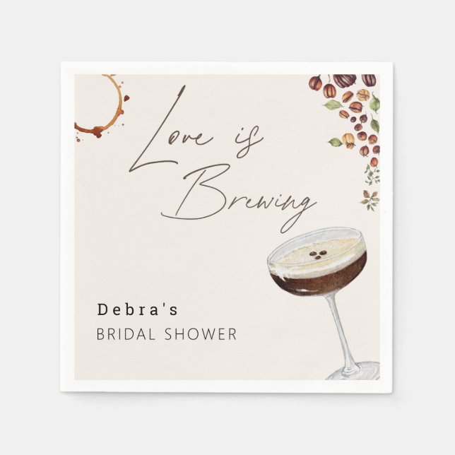 Love Is Brewing Modern Bridal Shower  Napkins (Front)