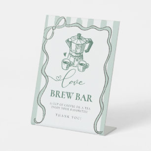 Love is Brewing Modern Coffee Bridal Shower Pedestal Sign