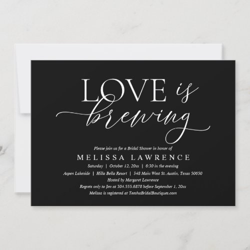 Love is Brewing Modern Elegant Bridal Shower Party Invitation