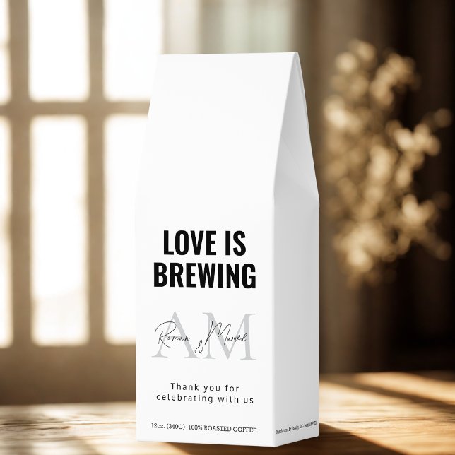 Love Is Brewing  | Monogram & Script  Wedding Gift Roasted Coffee (Creator Uploaded)
