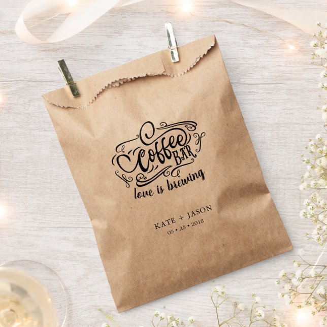 Love is brewing monogram wedding favor bag (Clipped)