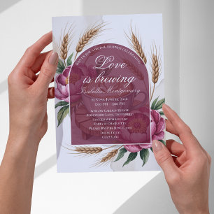 Love Is Brewing Peony Latte Bridal Shower Invitation