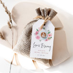 Love Is Brewing | Personalized Bridal Shower Favor Gift Tags<br><div class="desc">A perfect party favor for your bridal shower or brunch,  tags feature a watercolor cafe latte illustration surrounded by pink peonies. "Love is Brewing" appears beneath,  along with your event name and date.</div>