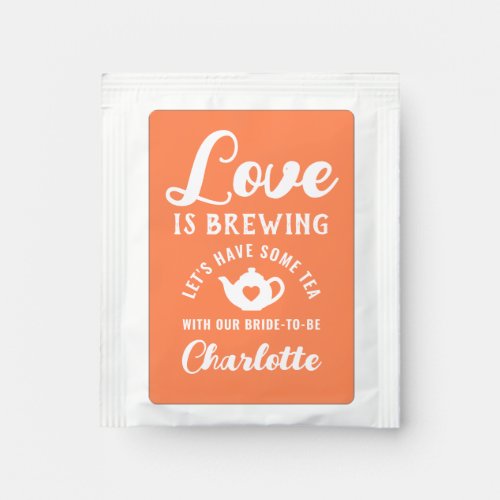 Love Is Brewing Personalized Name Bridal Shower Tea Bag Drink Mix