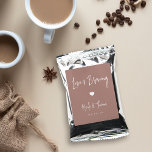 Love Is Brewing Personalized Wedding or Engagement Coffee Drink Mix<br><div class="desc">A perfect party favor for your rehearsal dinner,  engagement party,  or wedding,  coffee packets feature white handwritten lettering on a neutral earth tone terracotta background with a small heart illustration in the center. "Love is Brewing" appears at the top,  with your event name and date beneath.</div>