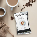 Love Is Brewing Personalized Wedding or Engagement Coffee Drink Mix<br><div class="desc">A perfect party favor for your rehearsal dinner,  engagement party,  or wedding,  coffee packets feature a watercolor cafe latte illustration in the center. "Love is Brewing" appears at the top,  with your event name and date beneath.</div>