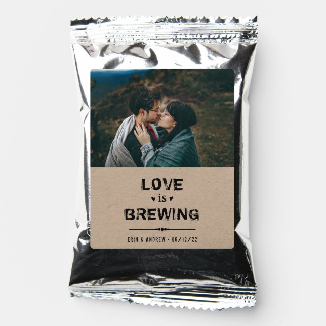 Love is Brewing Photo Wedding Coffee Drink Mix (Front)