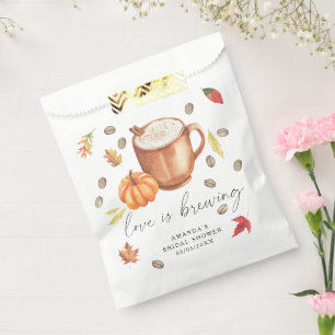 Love is brewing Pumpkin Coffee Bridal shower Favor Bag
