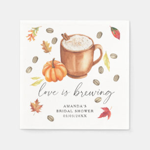 Love is brewing Pumpkin Coffee Bridal shower Napkins