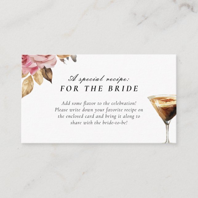 Love is Brewing Recipe Request Bridal Shower Enclosure Card (Front)