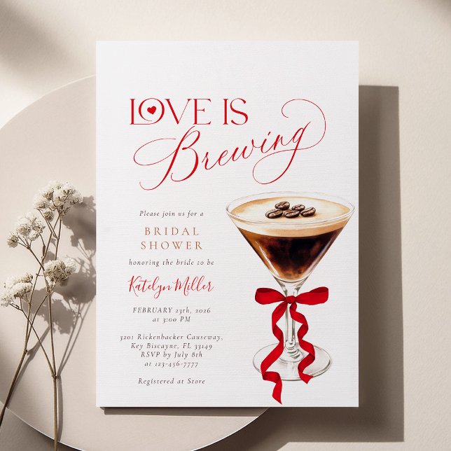 Love is Brewing Red Bow Bridal Shower  Invitation (Creator Uploaded)