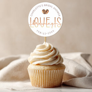 Love Is Brewing Round Favor Coffee Bridal Shower Classic Round Sticker