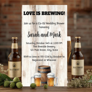 Love is Brewing Rustic Couples Bridal Shower Invitation