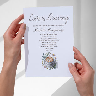 Love Is Brewing Rustic Espresso Bridal Shower Invitation