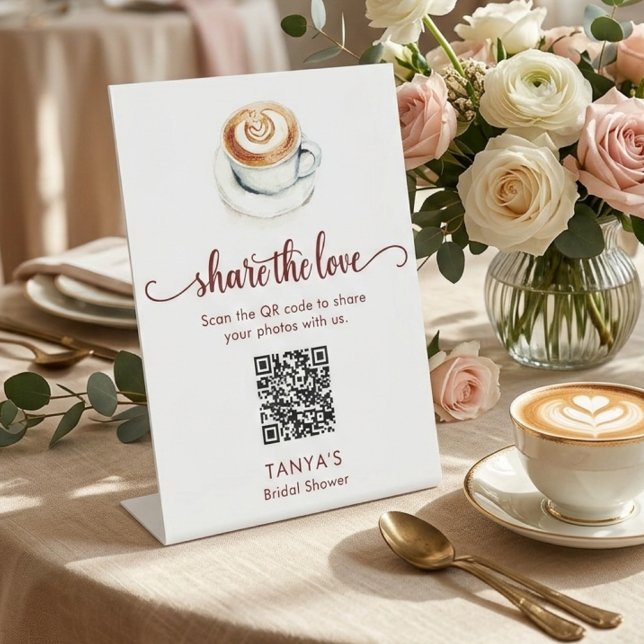 Love is Brewing Share the Love Photos QR Code Pedestal Sign (Creator Uploaded)