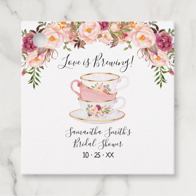 Teapot Wedding Favor Tags Wedding Hang Tags Let Love Brew Favor Tags FS-421