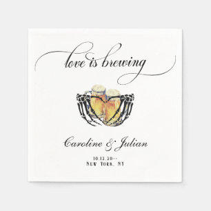Love is Brewing Skeleton Hands Beer Couple Shower Napkins