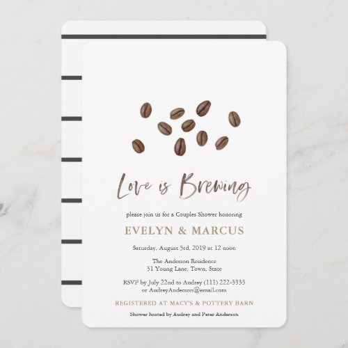 Love is Brewing Sophisticated Coffee Bridal Shower Invitation