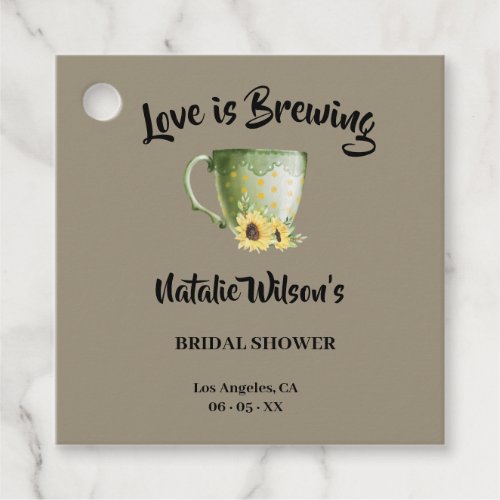 Love is Brewing Sunflowers Tea Bridal Shower Favor Favor Tags