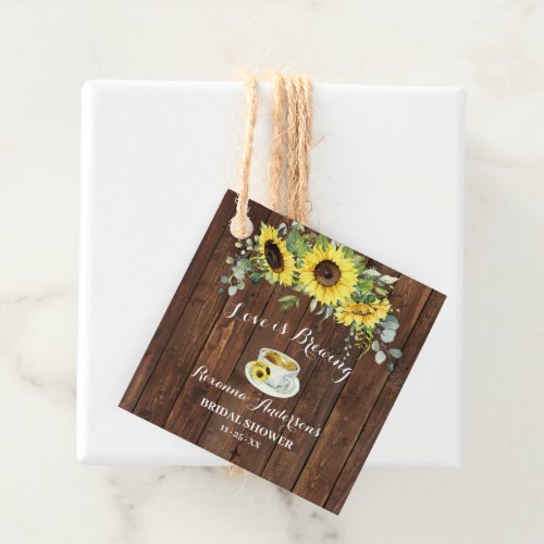 Love is Brewing Sunflowers Tea Bridal Shower Favor Favor Tags