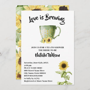 Love is Brewing Sunflowers Tea Bridal Shower Invit Invitation